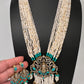 Balaji Mehendi Polish Color Stone Pearls Beads Necklace - Turquoise