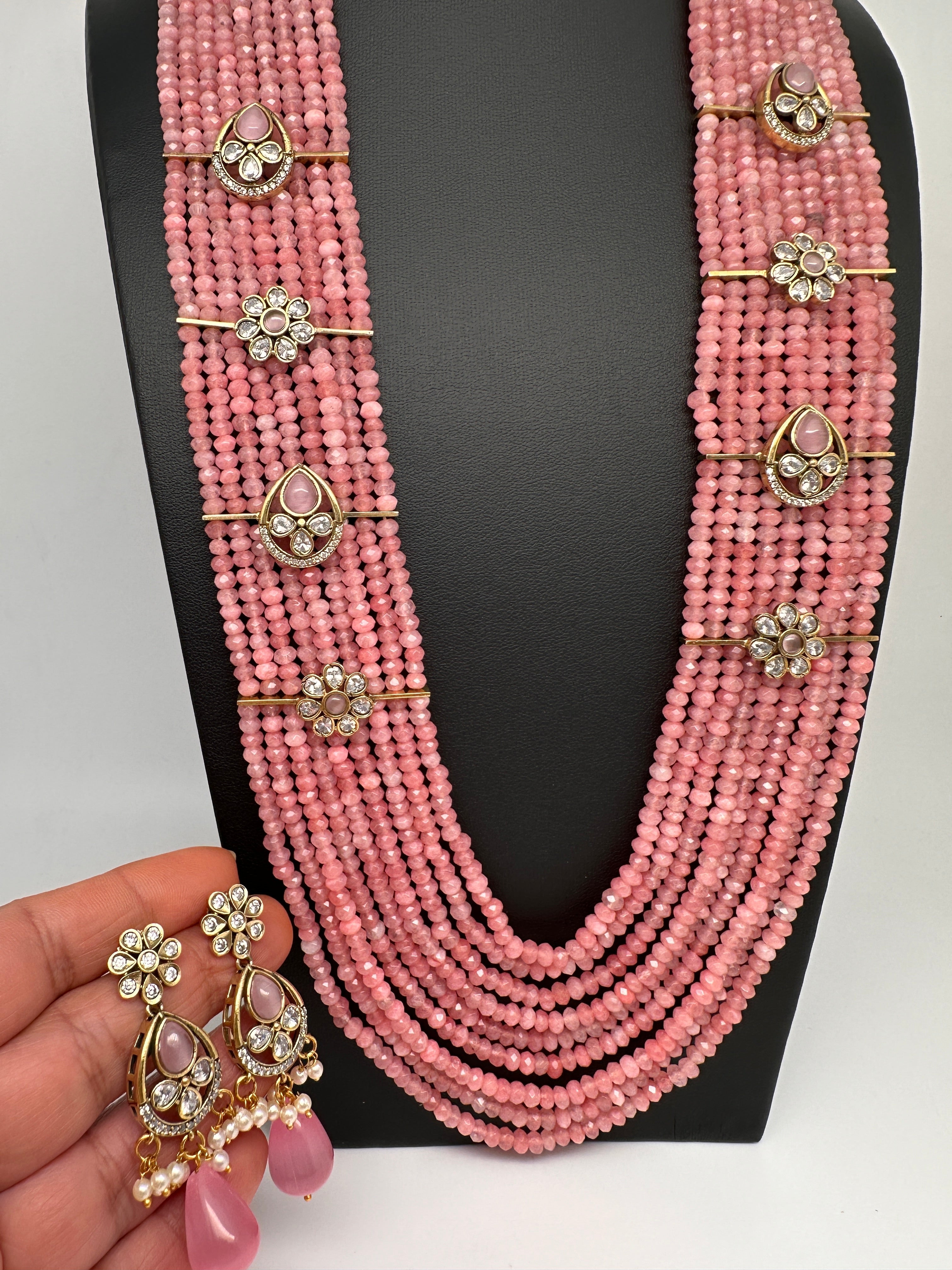 Omen's 5 Layered Maroon Onyx Crystal outlets Beads Necklace Set Glided With Uncut Polki Kundan. Call or text me for order or more information.