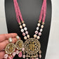 Radha Krishna Mehendi Polish Color Stone Crystal Beads Necklace - Pink