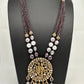 Radha Krishna Mehendi Polish Color Stone Crystal Beads Necklace - Purple