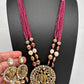 Radha Krishna Mehendi Polish Color Stone Crystal Beads Necklace - Red