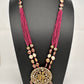 Radha Krishna Mehendi Polish Color Stone Crystal Beads Necklace - Red