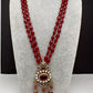 Moissanite Mehendi Polish Color Stone Monalisa Beads Necklace - Red