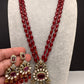 Moissanite Mehendi Polish Color Stone Monalisa Beads Necklace - Red