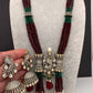 Moissanite Kundan Peacock Pattern Color Crystal Beads Necklace - Red