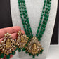 AD Kundan Goddess Lakshmi Color Monalisa Beads Necklace - Green