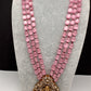 AD Kundan Goddess Lakshmi Color Monalisa Beads Necklace - Pink