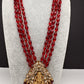 AD Kundan Goddess Lakshmi Color Monalisa Beads Necklace - Red