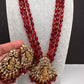 AD Kundan Goddess Lakshmi Color Monalisa Beads Necklace - Red