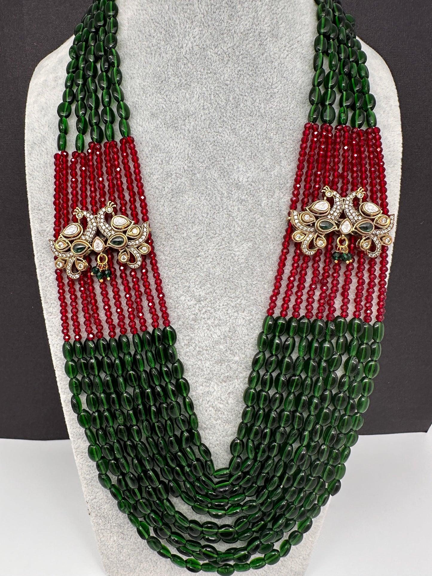 AD Color Multi Layer Beads Necklace - Green