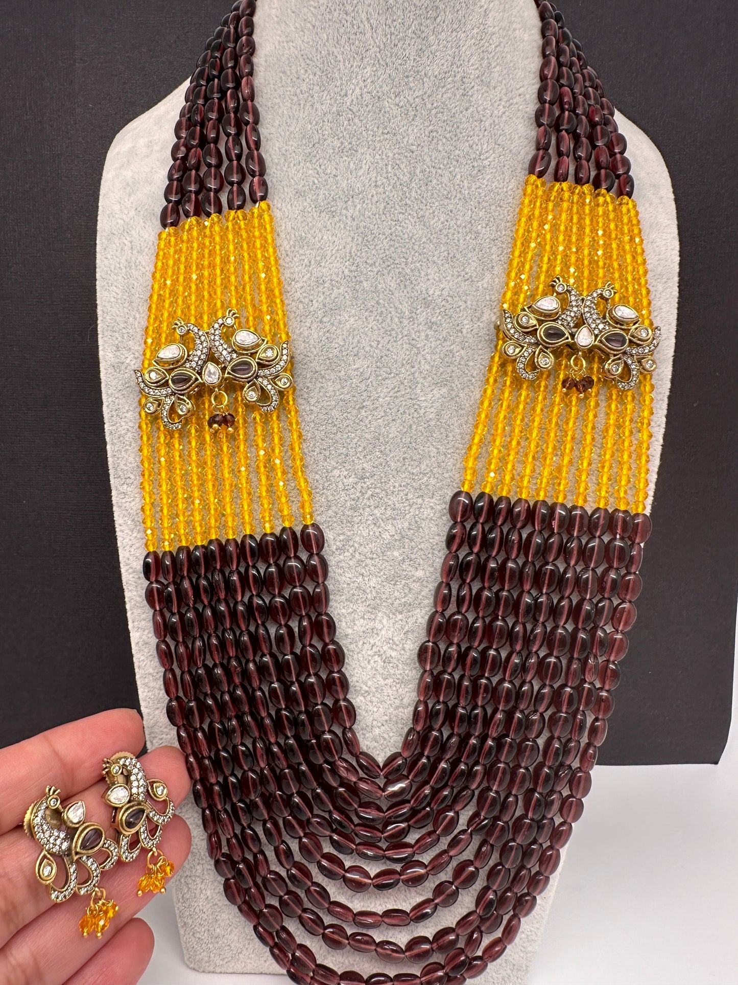 AD Color Multi Layer Beads Necklace - Purple