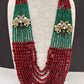 AD Color Multi Layer Beads Necklace - Red