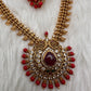 Mango Pattern Coral CZ Long Matte Ethnic Necklace