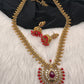 Mango Pattern Coral CZ Long Matte Ethnic Necklace