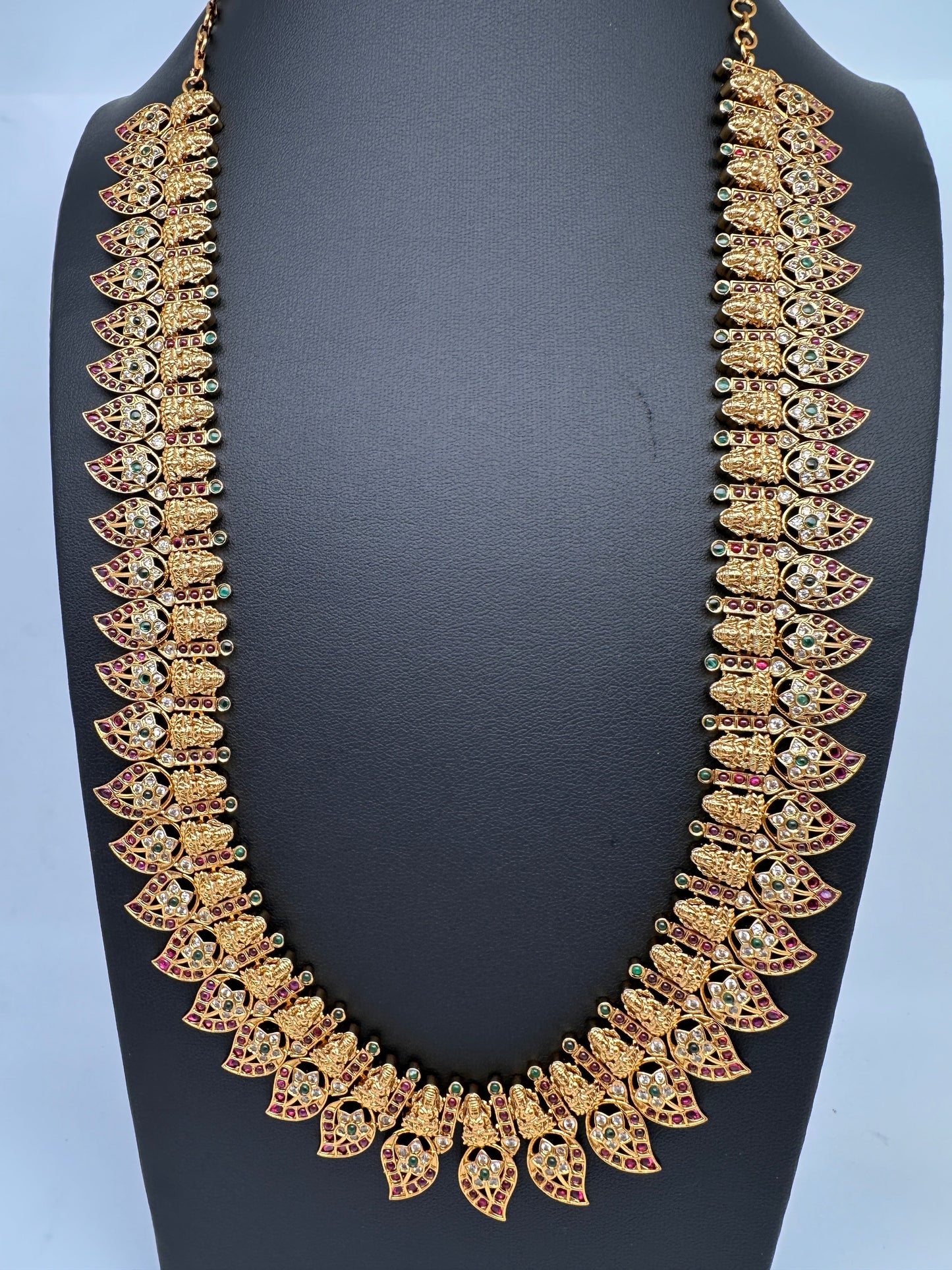 Matte Goddess Lakshmi Mango Mala Long Necklace