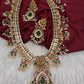 Goddess Lakshmi CZ Pearls Guttapusalu Long Necklace