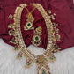 Goddess Lakshmi CZ Pearls Guttapusalu Long Necklace