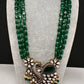 Victorian Peacock Color Multi Layer Beads Necklace - Green