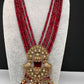 Victorian Peacock Color Multi Layer Beads Necklace - Red