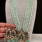 Victorian Kundan Color Multi Layer Beads Necklace - LightGreen