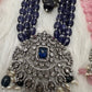 Victorian AD Color Multi Layer Monalisa Beads Necklace - Blue