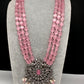 Victorian AD Color Multi Layer Monalisa Beads Necklace - Pink