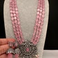 Victorian AD Color Multi Layer Monalisa Beads Necklace - Pink