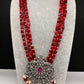 Victorian AD Color Multi Layer Monalisa Beads Necklace - Red