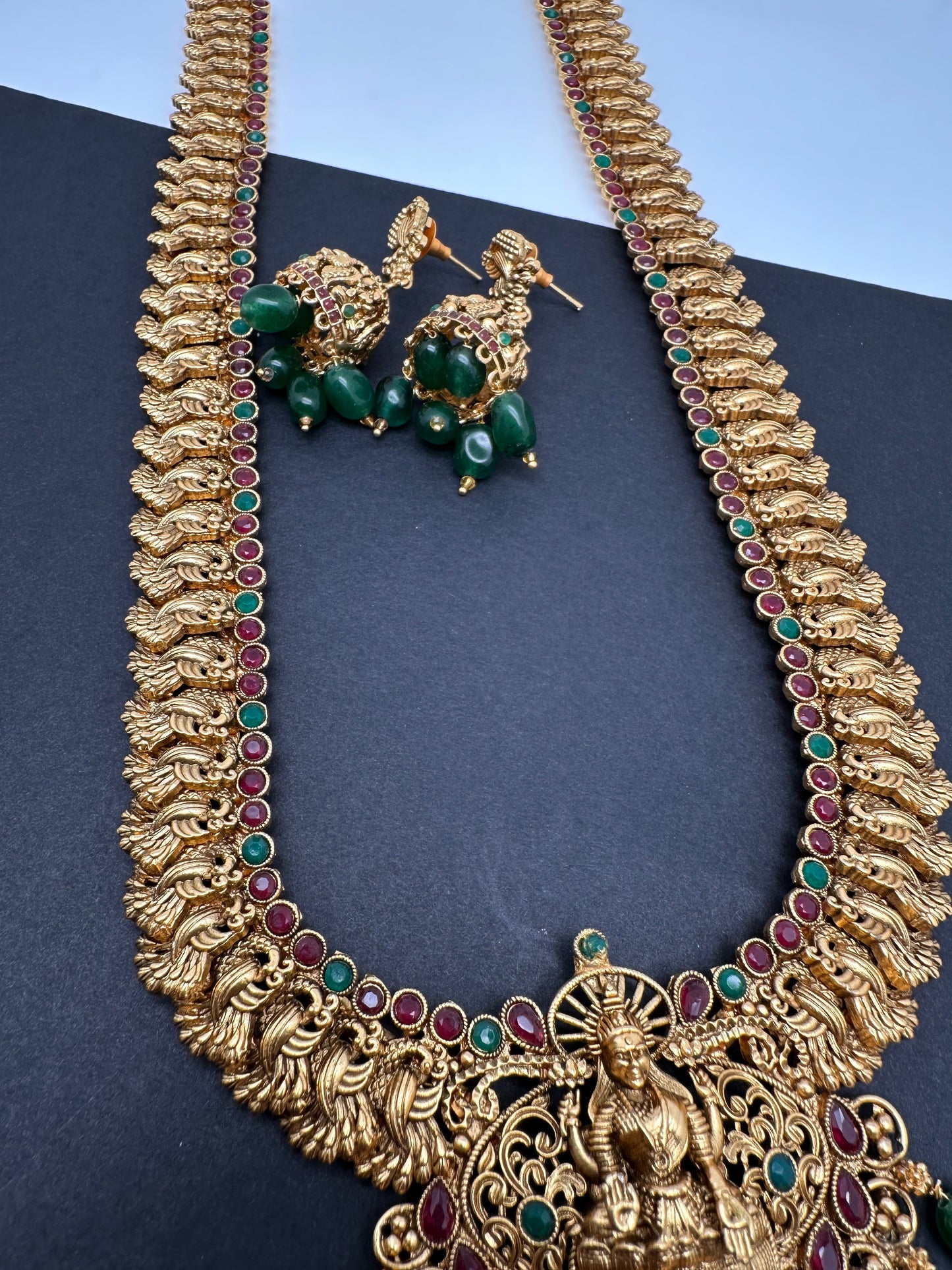 Matte Goddess Lakshmi Long Necklace