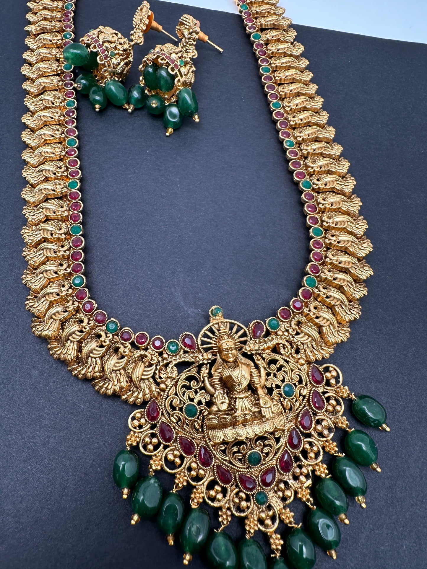 Matte Goddess Lakshmi Long Necklace