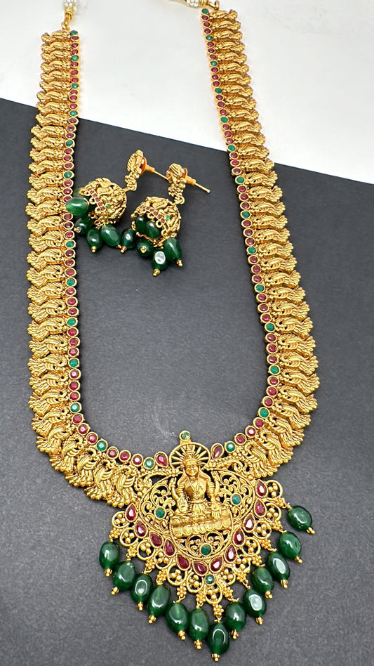 Matte Goddess Lakshmi Long Necklace