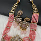 Victorian Kundan  Color Multi Layer  Beads Necklace - Pink