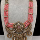 Victorian Kundan  Color Multi Layer  Beads Necklace - Pink