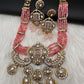 Victorian Kundan  Color Multi Layer  Beads Necklace - Pink