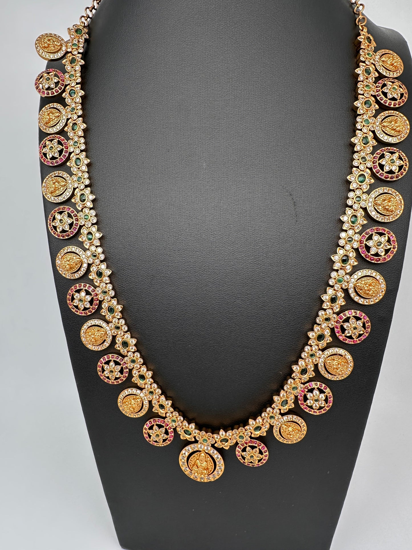 Matte Goddess Lakshmi Bottu Mala Long Necklace