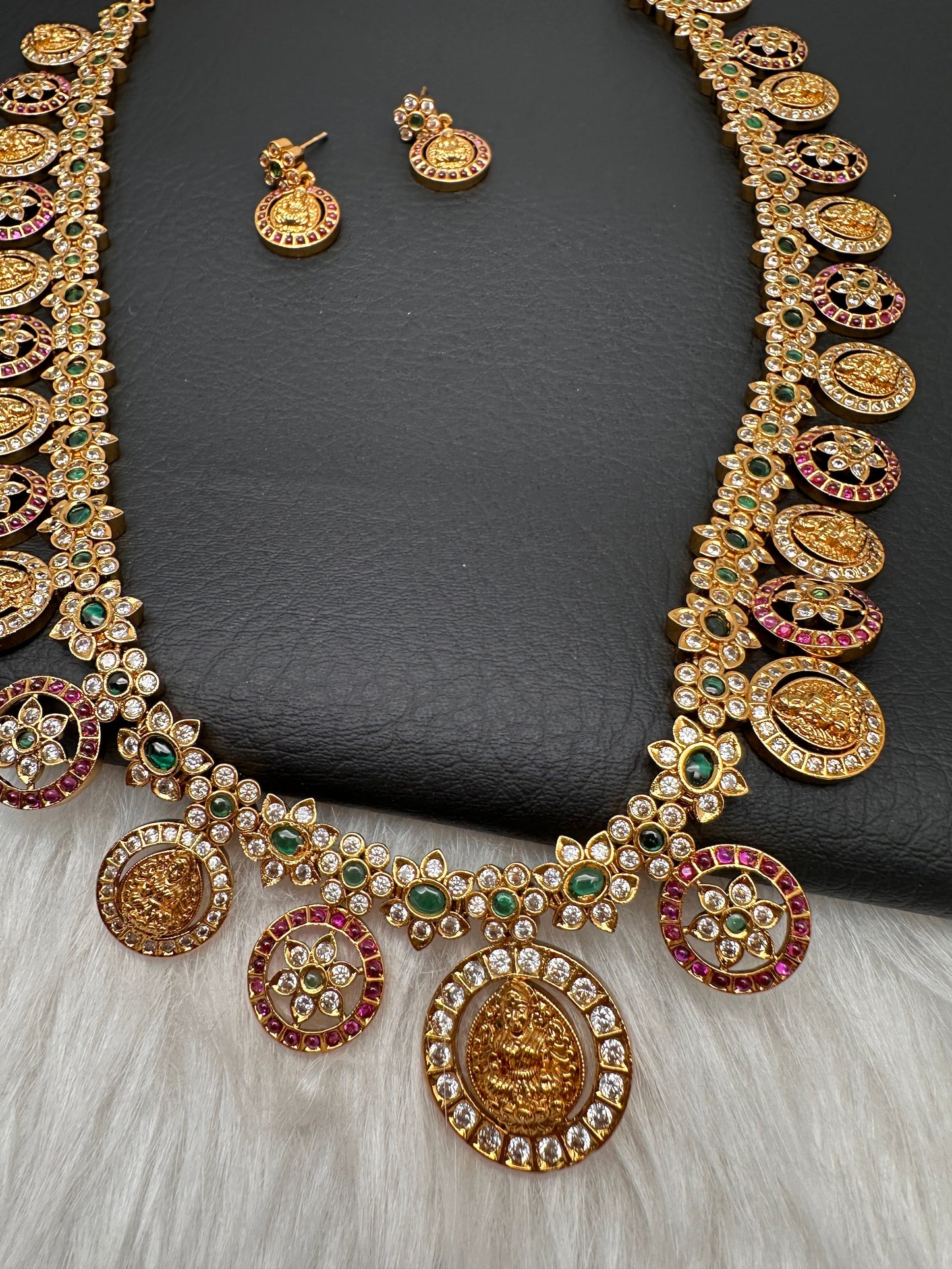 Matte Goddess Lakshmi Bottu Mala Long Necklace