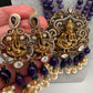 Moissanite Ganesha Pendent Color Stone Beads Necklace - Purple