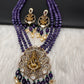 Moissanite Ganesha Pendent Color Stone Beads Necklace - Purple