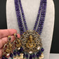 Moissanite Ganesha Pendent Color Stone Beads Necklace - Purple