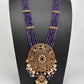 Kempu Onyx Beads Rani Haar Color Stone Necklace - Purple