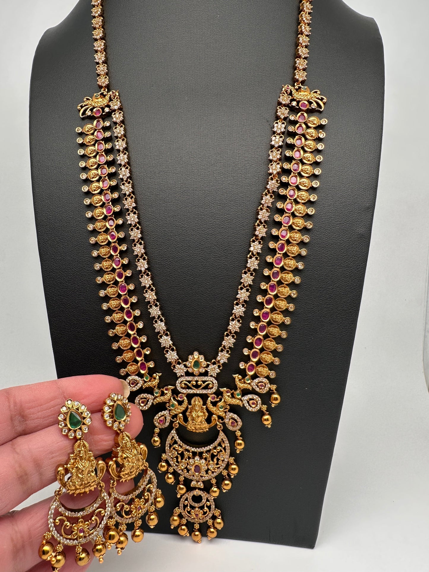 Goddess Lakshmi Double Layer Matte Long Necklace