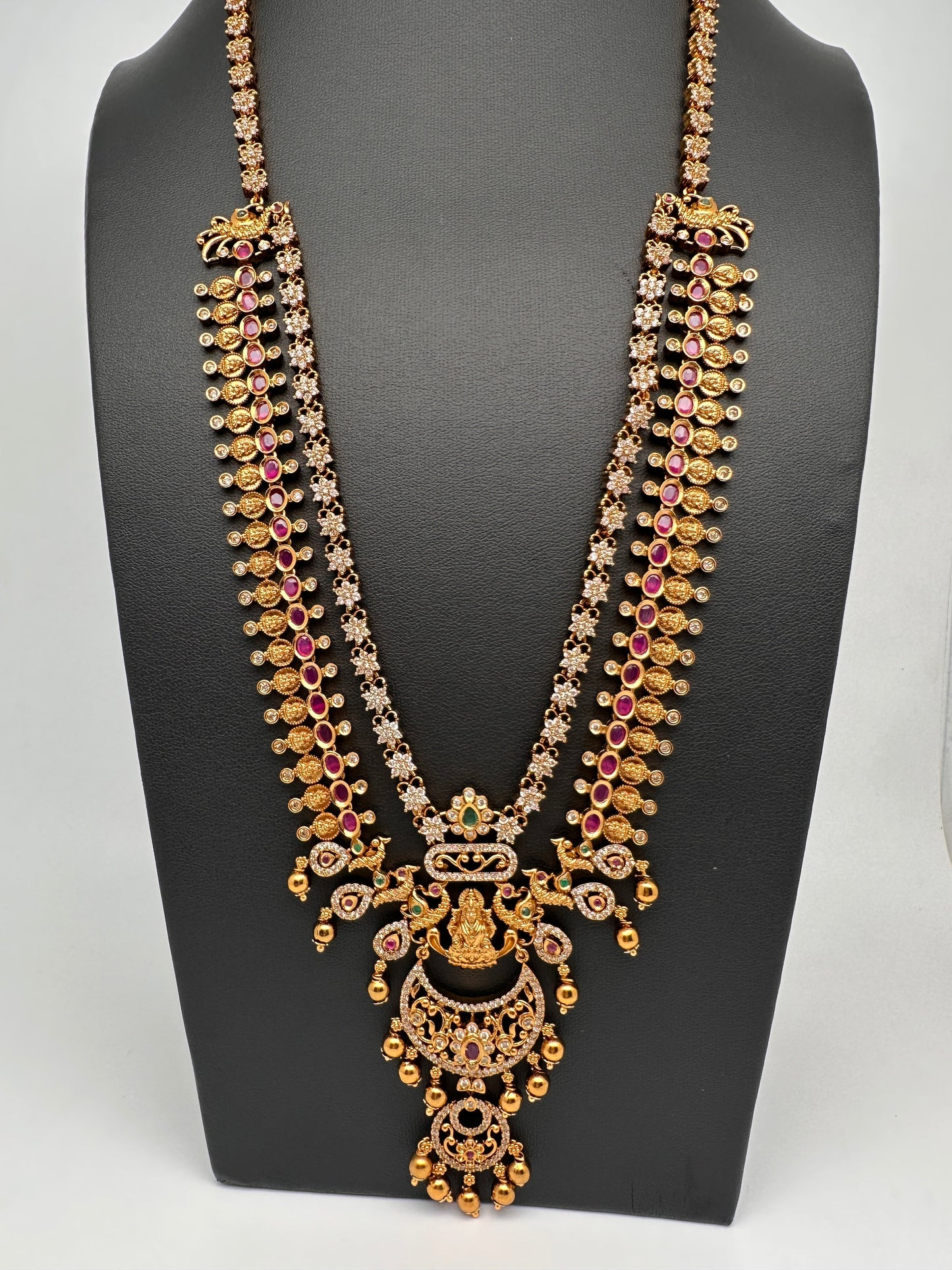 Goddess Lakshmi Double Layer Matte Long Necklace