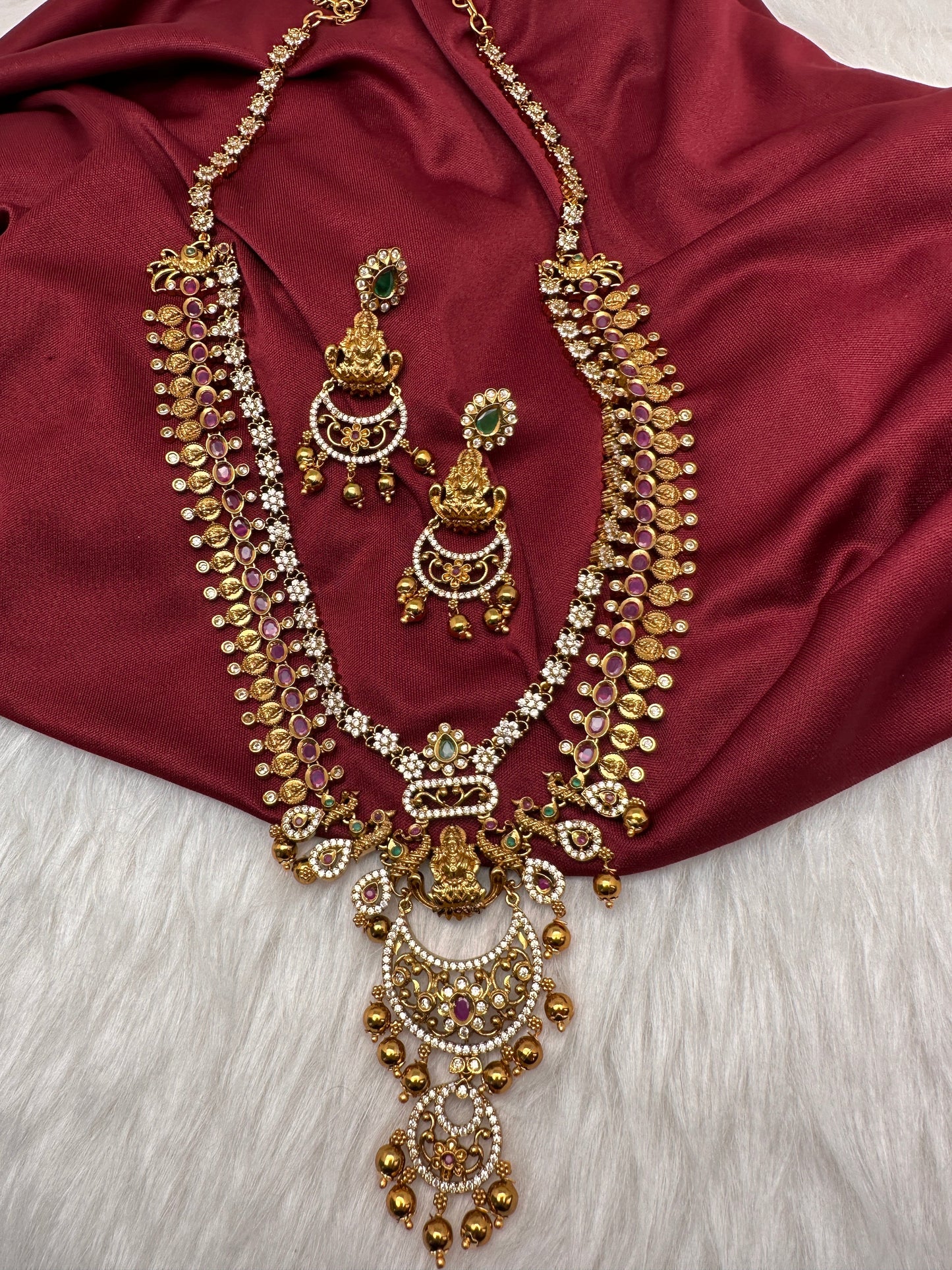 Goddess Lakshmi Double Layer Matte Long Necklace