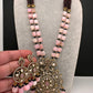 Peacock Color Stone Guttapusalu Short Necklace - Pink