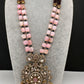 Peacock Color Stone Guttapusalu Short Necklace - Pink