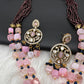 Peacock Color Stone Guttapusalu Short Necklace - Pink