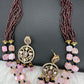 Peacock Color Stone Guttapusalu Short Necklace - Pink