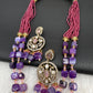 Peacock Color Stone Mehndi Finish Beads Long Necklace - Purple