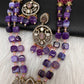 Peacock Color Stone Mehndi Finish Beads Long Necklace - Purple