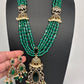 Jhumka Pattern Monilsa Beads Mehendi Finish Color Stone Necklace - Green